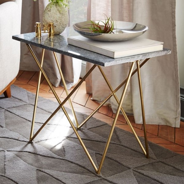 Marble-and-brass-side-table