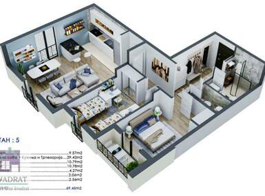 Dvoiposoban stan, Beograd, Rvati, prodaja, 69m2, 110400e, id1392287