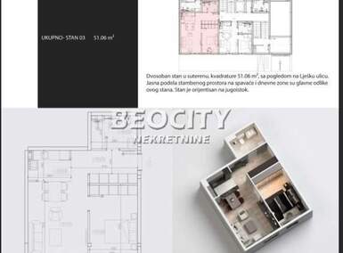 Dvosoban stan, Beograd, Banovo Brdo, prodaja, 51m2, 169520e, id1403652