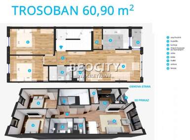 Trosoban stan, Novi Sad, Telep, prodaja, 60m2, 150000e, id1440135