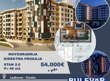 Stan, Leskovac, Centar, prodaja, 40m2, 54000e, id1442188