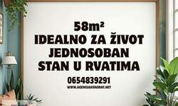 Jednosoban stan, Beograd, Rvati, prodaja, 58m2, 96280e, id1447952