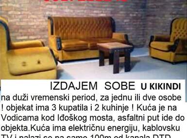 Jednosoban stan, Kikinda, put za Vodice, izdavanje, 25m2, 76e, id1448675