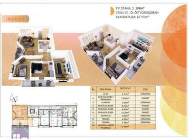 Troiposoban stan, Beograd, Obrenovac (mesto), prodaja, 67m2, 111458e, id1454123