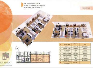 Troiposoban stan, Beograd, Obrenovac (mesto), prodaja, 96m2, 159176e, id1454124
