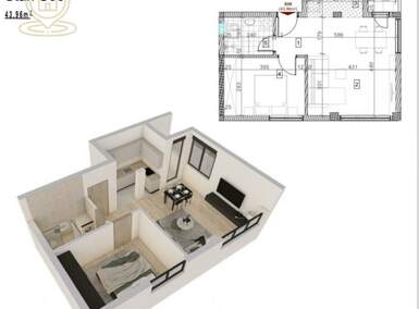 Dvosoban stan, Novi Sad, prodaja, 43m2, 107702e, id1454629