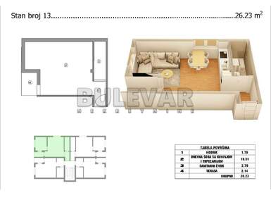 Jednoiposoban stan, Niš, Branko Bjegović, prodaja, 26m2, 41200e, id1454684