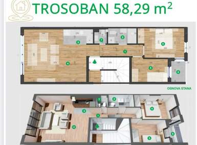 Trosoban stan, Novi Sad, prodaja, 58m2, 131152e, id1454927