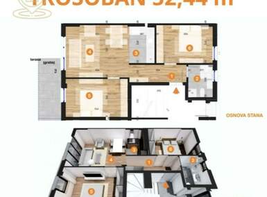Trosoban stan, Novi Sad, prodaja, 52m2, 117990e, id1454940