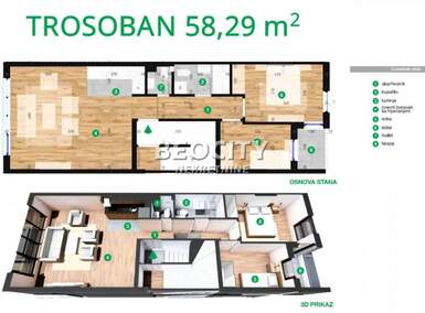 Trosoban stan, Novi Sad, Telep, prodaja, 58m2, 145000e, id1459084