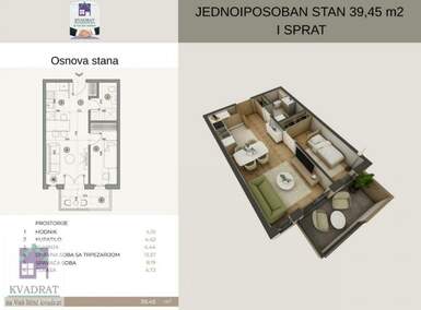 Jednoiposoban stan, Beograd, Rvati, prodaja, 39m2, 66300e, id1461404