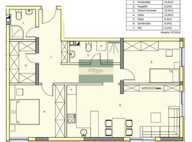 Dvosoban stan, Jagodina, prodaja, 67m2, 90990e, id1461438
