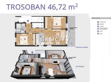 Trosoban stan, Novi Sad, Telep, prodaja, 47m2, 117500e, id1465128