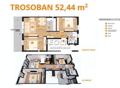 Trosoban stan, Novi Sad, Telep, prodaja, 52m2, 130000e, id1469071