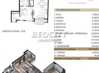 Cetvorosoban stan, Beograd, Vračar (centar), prodaja, 120m2, 552000e, id1475687