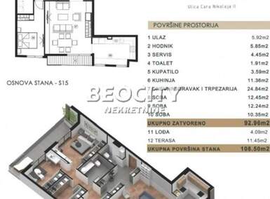 Cetvorosoban stan, Beograd, Vračar (centar), prodaja, 108m2, 499000e, id1485240