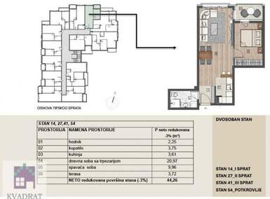 Dvosoban stan, Beograd - Obrenovac (mesto) | Prodaja · 44m² · 88.520€