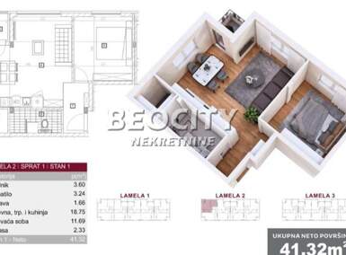 Dvosoban stan, Novi Sad | Prodaja · 41m² · 82.000€