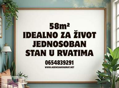Jednosoban stan, Beograd - Rvati | Prodaja · 58m² · 96.280€
