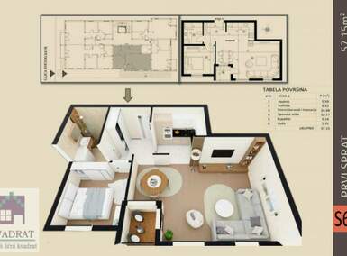 Dvosoban stan, Beograd - Obrenovac (mesto) | Prodaja · 57m² · 94.300€