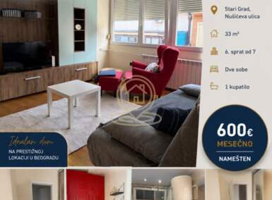 Jednoiposoban stan, Beograd - Dom omladine | Izdavanje · 33m² · 600€