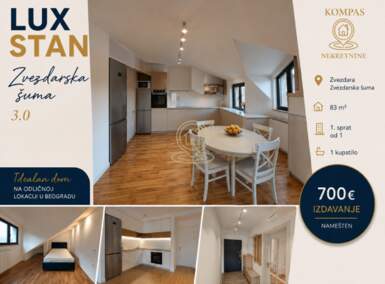 Trosoban stan, Beograd - Zvezdarska šuma | Izdavanje · 83m² · 700€