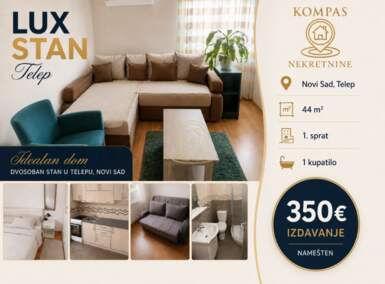 Dvosoban stan, Novi Sad | Izdavanje · 44m² · 350€