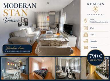 Dvosoban stan, Beograd - Hram Sv. Save | Izdavanje · 47m² · 790€