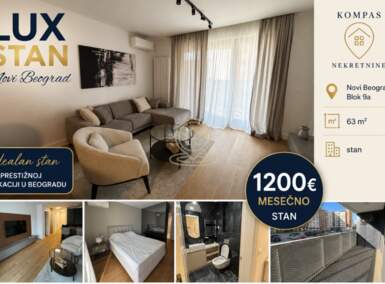 Dvosoban stan, Beograd - Blok 9a | Izdavanje · 63m² · 1.200€
