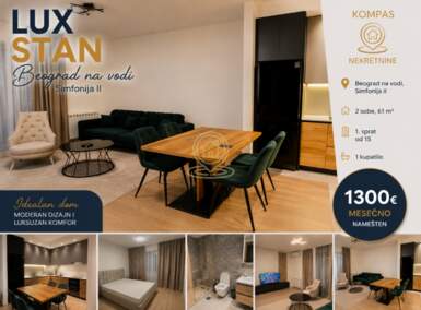 Dvosoban stan, Beograd - Beograd na vodi | Izdavanje · 61m² · 1.300€