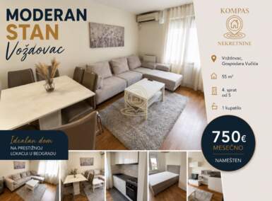 Dvosoban stan, Beograd - Gospodara Vučića | Izdavanje · 55m² · 750€