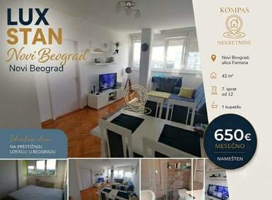 Jednoiposoban stan, Beograd - Fontana | Izdavanje · 42m² · 650€