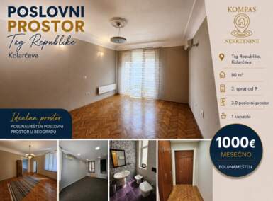 Poslovni prostor / Lokal, Beograd - Trg Republike | Izdavanje · 80m² · 1.000€