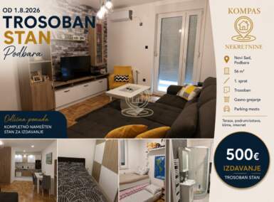 Trosoban stan, Novi Sad | Izdavanje · 56m² · 500€