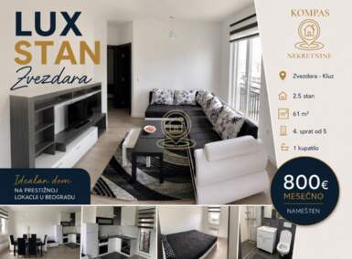 Dvoiposoban stan, Beograd - Kluz | Izdavanje · 61m² · 800€