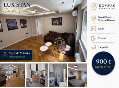 Dvosoban stan, Beograd - Savski trg – Pristanište | Izdavanje · 57m² · 900€