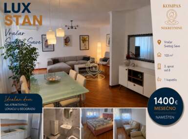 Cetvorosoban stan, Beograd - Hram Sv. Save | Izdavanje · 103m² · 1.400€