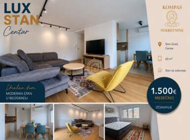 Dvosoban stan, Beograd - Centar | Izdavanje · 60m² · 1.500€