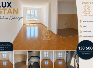Dvoiposoban stan, Niš - Bulevar Nemanjica | Prodaja · 63m² · 138.600€