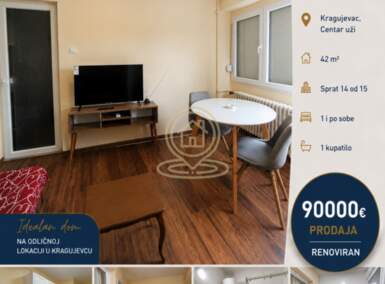 Jednoiposoban stan, Kragujevac | Prodaja · 42m² · 90.000€