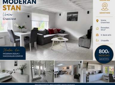 Dvosoban stan, Beograd - Crveni Krst | Izdavanje · 44m² · 800€