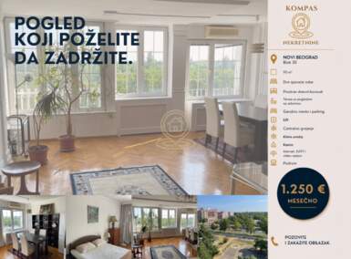 Trosoban stan, Beograd - Blok 30 | Izdavanje · 90m² · 1.250€