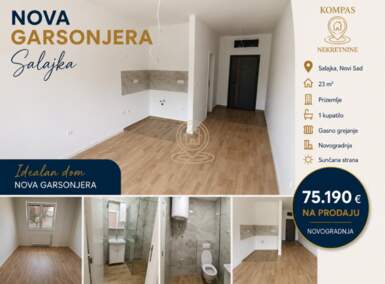 Garsonjera, Novi Sad | Prodaja · 23m² · 75.190€