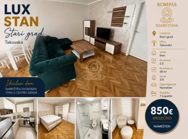 Dvosoban stan, Beograd - Takovska | Izdavanje · 58m² · 850€