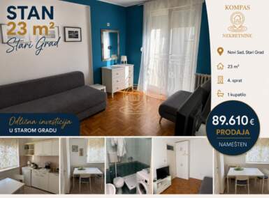 Jednosoban stan, Novi Sad | Prodaja · 23m² · 89.610€