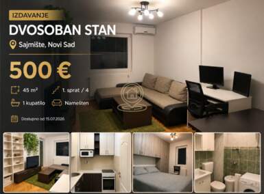 Dvosoban stan, Novi Sad | Izdavanje · 45m² · 500€