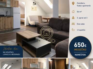 Dvosoban stan, Beograd - Vukov Spomenik | Izdavanje · 56m² · 650€