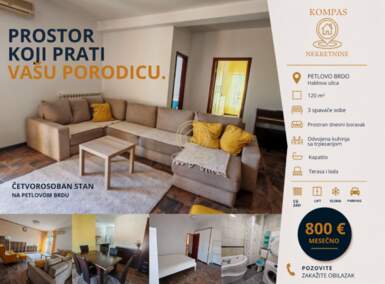 Cetvorosoban stan, Beograd - Petlovo brdo | Izdavanje · 120m² · 800€