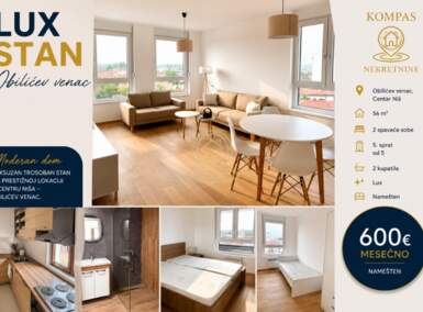 Dvoiposoban stan, Niš - Obilićev venac | Izdavanje · 56m² · 600€