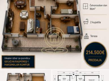 Cetvorosoban stan, Kragujevac | Prodaja · 86m² · 214.500€